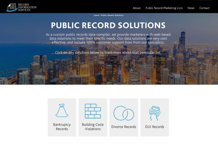 RIS Marketing Lists — screenshot of library.public-record.com